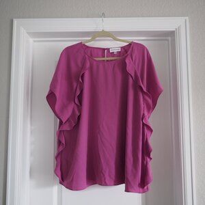 Gibson Latimer Pink Blouse with Ruffles Sz XXL